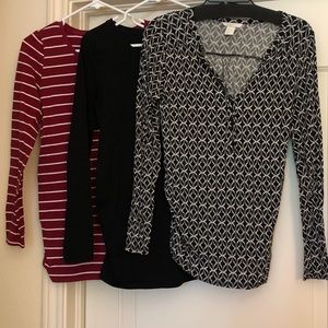 3 Long Sleeve Maternity Tops (M)